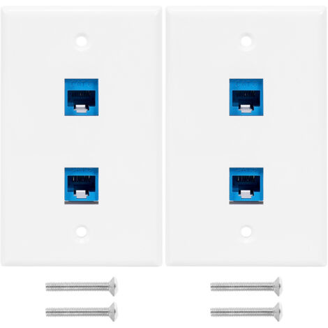 Ethernet-Kabel-Wandplatte Weiß 3-Port – Für Cat5e/Cat6, Inkl. Lautsprecheranschlüssen