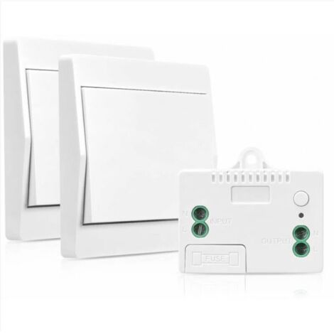 (2er-Pack) Funkfernbedienung mit eigener Stromversorgung (ohne Batterie), Funksender und -empfänger, Sicherheitsschalter, 200 m Reichweite, 433 MHz