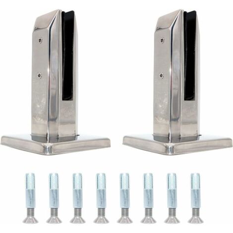 2er-Pack Glasklemmen für Treppen – Edelstahl 304 – Befestigung für Poolgeländer, Balkon (Modell mit quadratischer Säule aus Edelstahl)