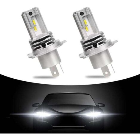 2er-Pack H4 LED-Lampen, 6500K Weiß, 60W Extrem hell, Plug-and-Play 12V Scheinwerfer für Autos und Motorräder