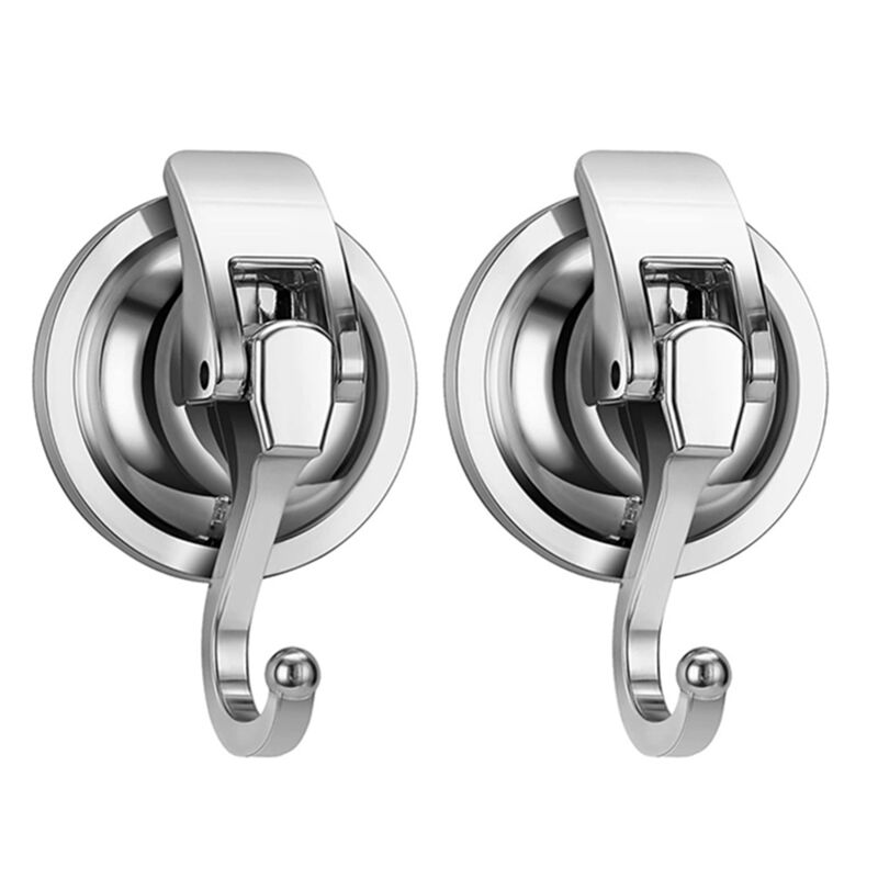 Image of 2er-Pack Hochleistungs-Kranzaufhänger mit Vakuum-Saugnapf, Silber