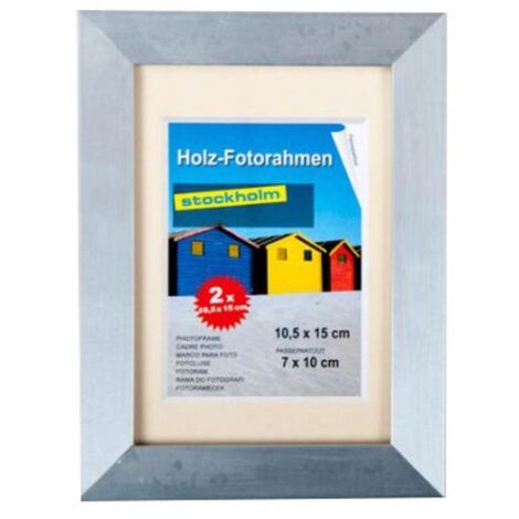2er Pack Holz-Fotorahmen 10,5x15cm Foto Photo Rahmen Dekoration Haushalt wohnen - silber