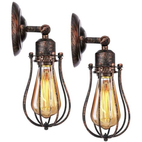 2er-Pack industrielle Wandleuchte E27 Käfigschirm Vintage Pendelleuchte Deckenleuchte Kerzenhalter Dekoration Retro