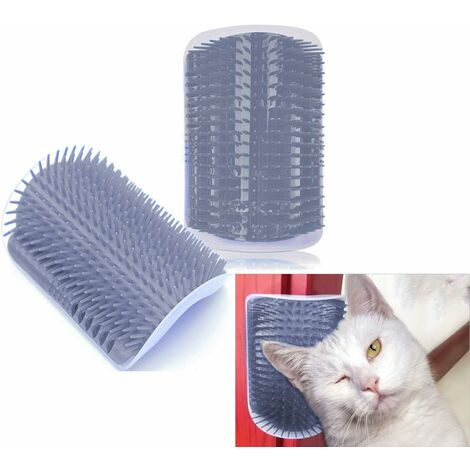 2er-Pack Katzenpflegebürste, LangRay Grey Wall Corner Massagekamm