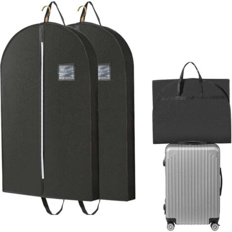 2er-Pack Kleidersäcke zum Aufhängen, 110 x 60 x 10 cm, Reiseanzughülle mit Griffen für Kleidung, Mäntel, Jacken, Hemden (Schwarz)