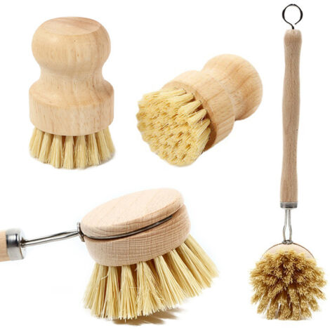 2er-Pack lange Topfbürste 23 x 6 cm + kurze Topfbürste, umweltfreundliches Holz