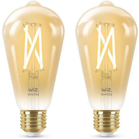 2er Pack LED-Glühbirnen E27 Filament Dimmbar CCT Smart Wifi 6.7W ST64 Vintage WIZ Wählbar (Warmes-Neutrales-Kaltes)