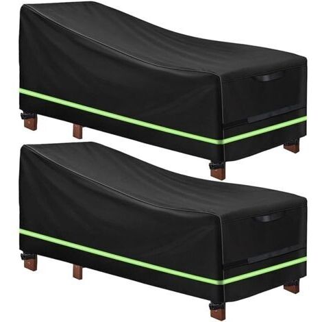 2er-Pack Liegenbezüge mit Reflexstreifen, strapazierfähigem 420D Oxford-Gewebe, wasserdichte und winddichte Gartenliegenabdeckung
