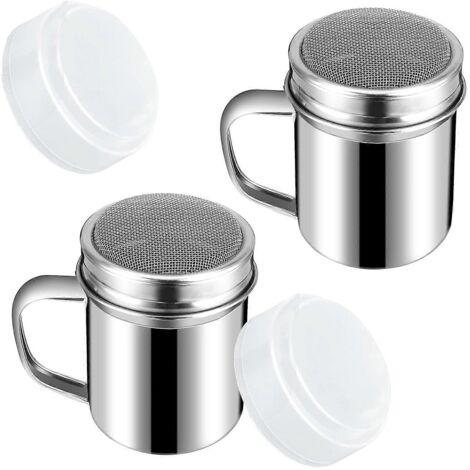 2er-Pack Mehlstreuer aus lebensmittelechtem Edelstahl 304 mit herausnehmbarem Sieb, komfortablem Griff und Zuckersieb, mehrfarbig