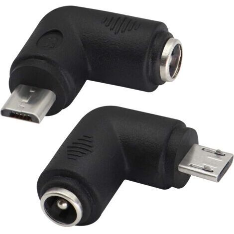 (2er-Pack-Micro) 90 Grad DC5.5x2.1mm auf Micro USB 5V DC Stromversorgungs-Ladeanschluss für Mobiltelefon, Tablet, MP3 und Micro-USB-Gerät