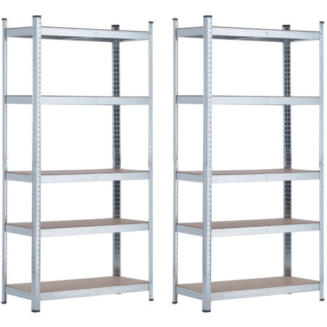 2er-Pack modulare Metallregale mit 5 Böden, 875 kg, 90 x 40 x 180 cm, Thinia Home