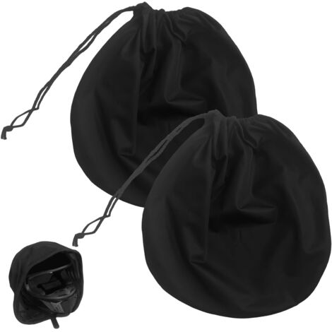 2er-Pack Motorradhelmtasche mit Kordelzug, 47 x 43 cm, wasserdichte Helmtasche für Motorradhelm, Fahrradhelm, Skihelm, Basketball, Fitness, Outdoor (schwarz), Schwarz, 2, Schlicht oder elegant