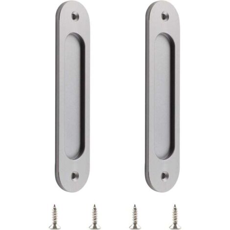 2er-Pack ovale Schiebetürgriffe aus matter Aluminiumlegierung mit Schrauben für Schiebetüren im Scheunenstil