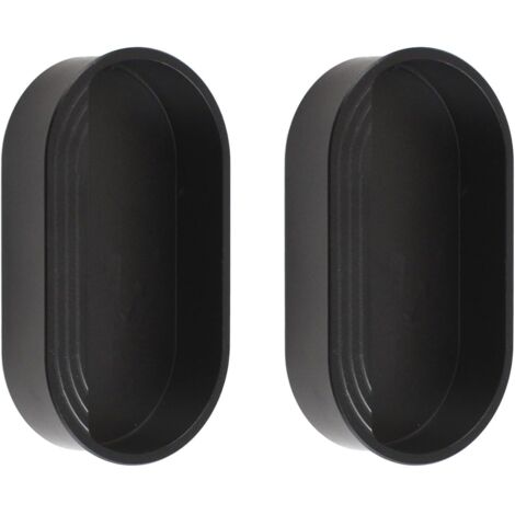 2er-Pack ovale versenkte Scheunentorgriffe – moderne, einfache Schiebetürgriffe für Türen, Schränke, Schubladen, Kleiderschränke und Kommoden (Mattschwarz/65 mm)