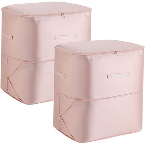 2er-Pack platzsparende selbstkomprimierende Aufbewahrungstasche, Reise-Raumtasche, tragbare Stepptasche, Decke, Daunenjacke, Rosa, große Größe 20,5" × 16,6" × 11,8" Extra groß, 20,5 Zoll x 16,6 Zoll x