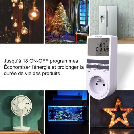 (2er-Pack) Programmierbarer Digitalstecker mit Countdown-Timer, Tages-/Wochentimer, programmierbarem Stecker mit LCD-Display und Diebstahlschutz-Zufallsmodus
