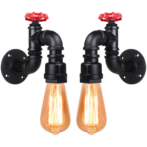 2er Pack Retro Industrial Wandleuchte Creative Tube Wandleuchte Rohr E27 Nachttisch Wandlampe Vintage Wandlampe
