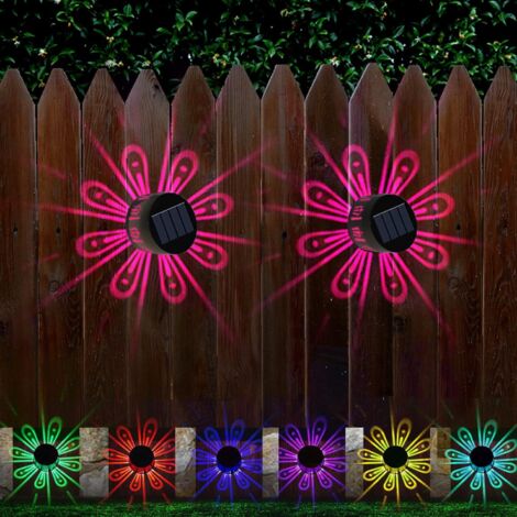 2er-Pack RGB-Solar-Wandleuchten, IP67 wasserdichte dekorative Lichter für Garten, Terrasse, Haustür, Treppe, Garage, Balkon und Gehweg.