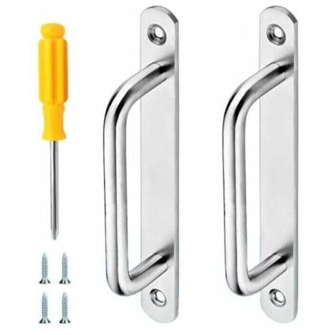 2er-Pack robuste Schiebetürgriffe aus Edelstahl mit Schraubendreher für Küchenmöbel, Schrank, Schuppentüren, 160 x 20 mm (Silber),