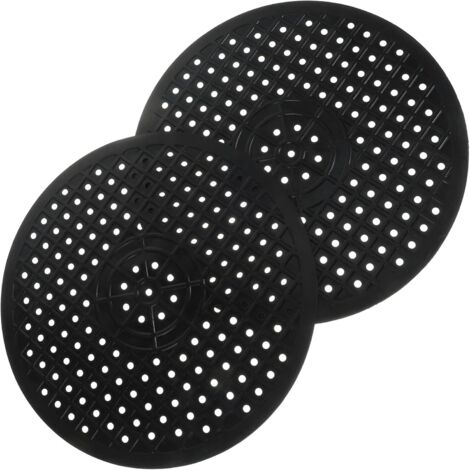 2er-Pack runde Gummi-Spülbeckenschutzmatte für Küchenspüle, für Küchenboden, Bauernhaus-Porzellanspüle, Mittelablauf, schwarze runde Tischsets, 31 cm
