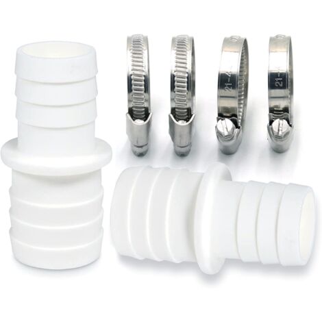 2er-Pack Schlauchverbinder mit Schlauchklemmen, Schwimmbad-Schlauchadapter, doppeltes Schlauchende (2 x 32 bis 38 mm)