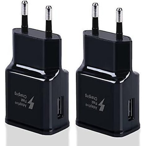 2er-Pack Schnellladeadapter für Samsung S22, S21, S20, S10, S10e, S6, S7, S8, S9 / Edge/Plus/Active, A71, A53 5G / Note 5, 8, Note 9, Note 10