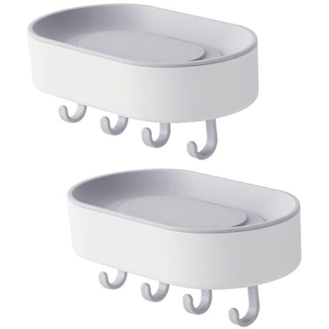 2er-Pack Seifenhalter, zentrales erhöhtes Seifenschalen-Design, Duschwand-Seifenhalter für die Dusche (grau)