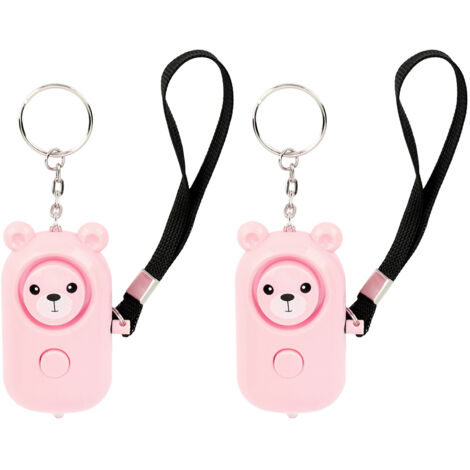 2er-Pack Sicherheitsalarm im Teddybär-Design, Schlüsselanhänger-Schutzgerät für Frauen, Kinder und Senioren – Rosa