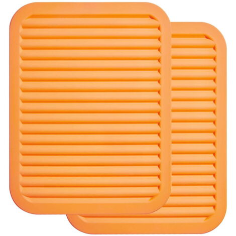 2er-Pack Silikon-Untersetzer für heiße Töpfe und Pfannen, hitzebeständiges echtes Silikon, multifunktionaler, langlebiger Untersetzer für heiße Gerichte, Löffelhalter (Orange)
