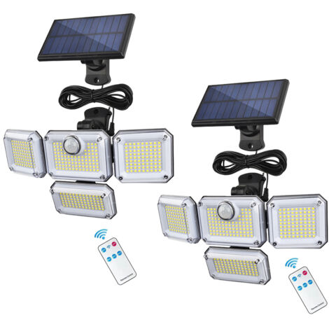 2er-Pack Solar-Außenleuchten mit Bewegungsmelder, 333 LED-Strahler, 3 Beleuchtungsmodi, wasserdichte Wandleuchten