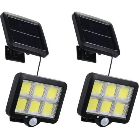 2er-Pack Solar-Gartenleuchten mit Bewegungsmelder, 120 W, IP65 wasserdicht, 5 m Kabel, 3 Modi, Solarstrahler für den Garten