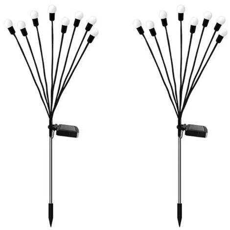 2er-Pack Solar-Glühwürmchenlichter, 8 LEDs, wasserdicht, Sternenlichter für Garten, Wege, Landschaften, Außenbereich, warmes Licht [Energieklasse A+++]
