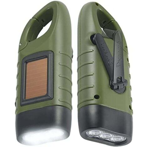 2er-Pack Solar-Taschenlampen: LED-Solar-Taschenlampe & wiederaufladbare Handkurbel-Taschenlampe für Outdoor-Aktivitäten und Notbeleuchtung