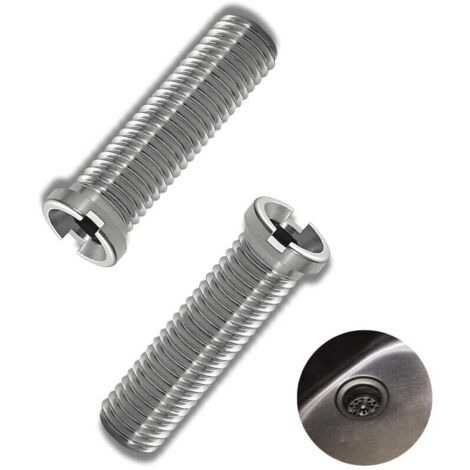 2er-Pack Spülbeckenstöpselschrauben aus Edelstahl, M12 x 45 mm, geeignet für Siebventile, Abflusssysteme, Spülen und Waschbecken – Zubehör für Küchen- und Badezimmerspülen (45 mm)
