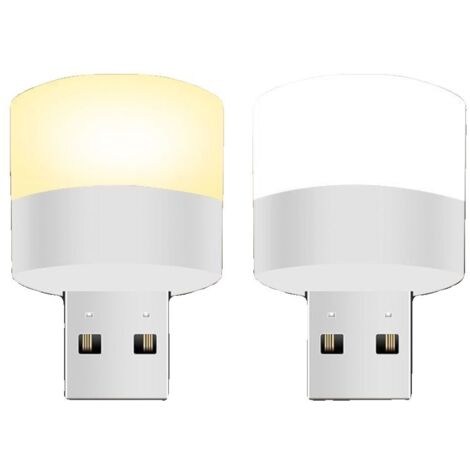2er-Pack USB-Nachtlicht, Mini-LED-Nachtlicht, USB-Steckerlampe, Powerbank-Ladegerät, USB-Buchlampe, kleine runde Leselampe mit Augenschutz