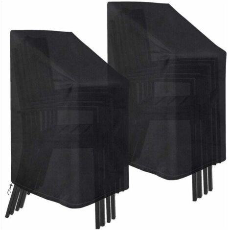 2er-Pack wasserdichte, winddichte, strapazierfähige 210D-Oxford-Stoffbezüge für Gartenstühle, stapelbar, 75 x 75 x 120 cm (schwarz)