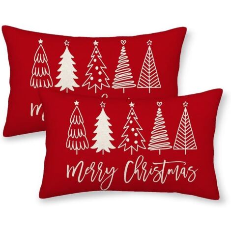 (2er-Pack) Weihnachtskissenbezüge, 30,5 x 50,8 cm, weihnachtliche, dekorative Weihnachtsbaum-Kissenbezüge für Sofa und Zuhause