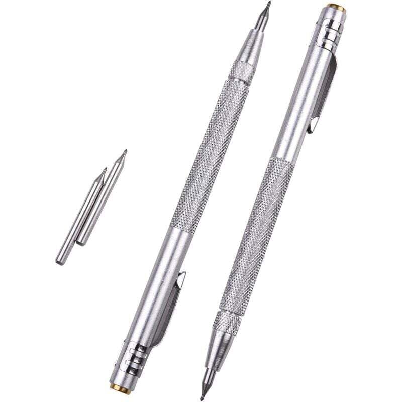 Image of 2er-Pack Wolframkarbid-Marker, Aluminium-Gravierstift mit Clip und Magnet