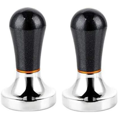 2er-Packung 57,5 mm Aluminium-Kaffeetampons mit Griff für Kaffeemaschinen (Schwarz)