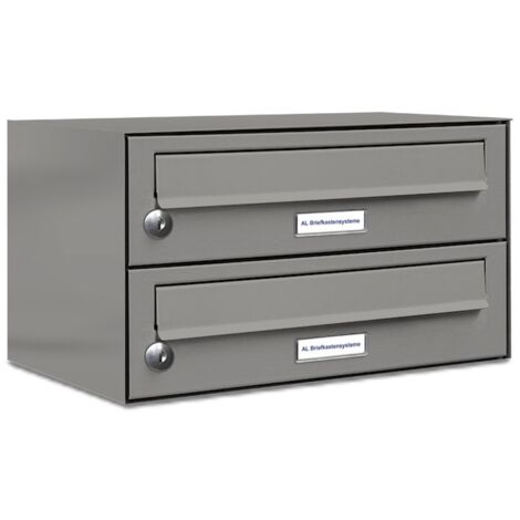 2er Premium Briefkasten RAL Farbe 9007 für Außen Wand Postkasten L