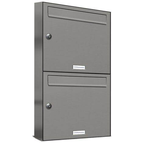 2er Premium Briefkasten RAL Farbe 9007 für Außen Wand Postkasten S