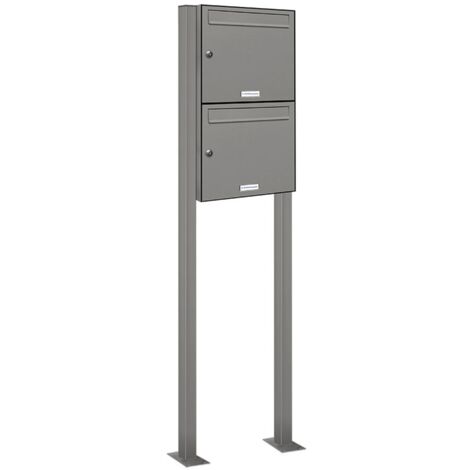 2er Premium Standbriefkasten RAL 9007 freistehend Postkasten Ständer 1x2