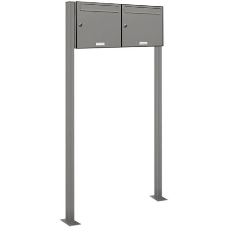 2er Premium Standbriefkasten RAL 9007 freistehend Postkasten Ständer 2x1
