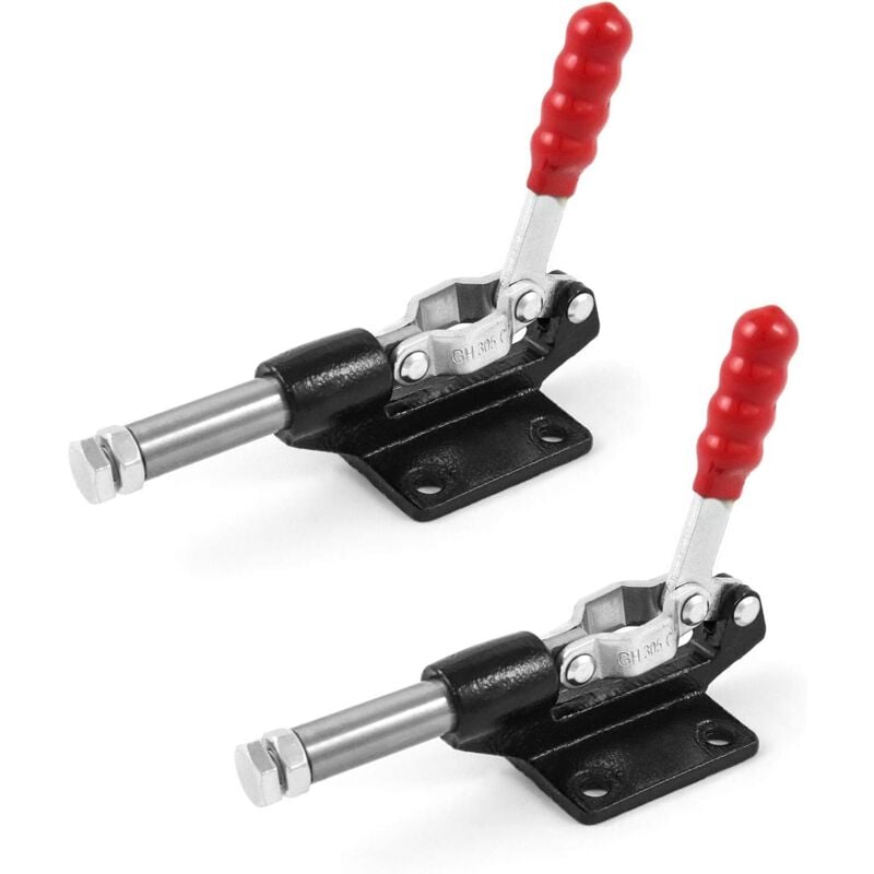 Image of Set mit 2 Kniehebelklemmen, horizontale Hebelklemme mit Schnellverschluss, Haltekraft 227 kg