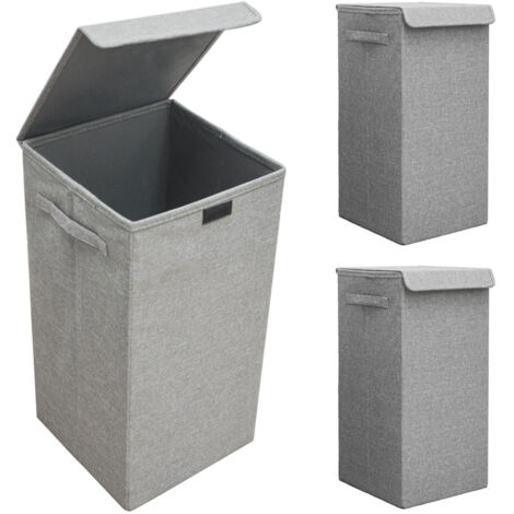 2er Set 50L Wäschekorb mit Deckel 30x30x60 - XXL Wäschesammler Wäschebox Faltbar