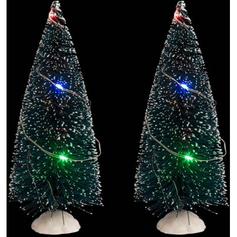 2er-Set Accessoires Dorf Tannenbaum beleuchtet 20 LEDs mehrfarbig - Atmosphera créateur d'intérieur