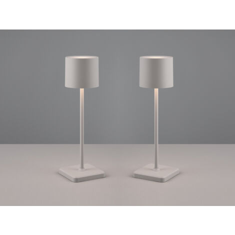 2er SET Akku LED Tischlampen kabellos für Innen & Außen, Grau - H: 38cm