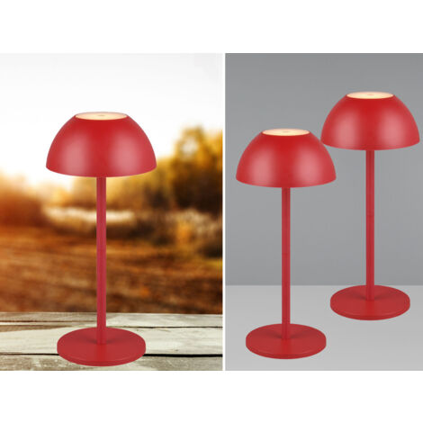 2er SET Akku LED Tischlampen kabellos für Innen & Außen, Rot - 30cm klein