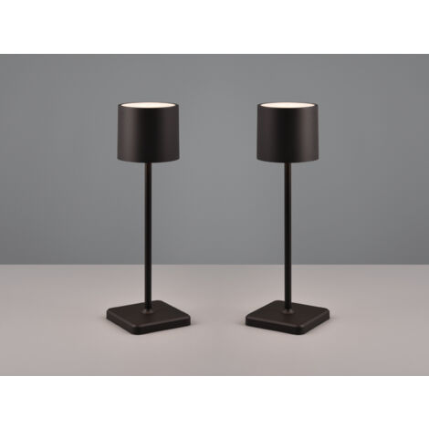 2er SET Akku LED Tischlampen kabellos für Innen & Außen, Schwarz - H: 38cm
