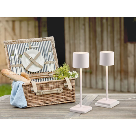 2er SET Akku LED Tischlampen kabellos für Innen & Außen, Weiß - H: 38cm